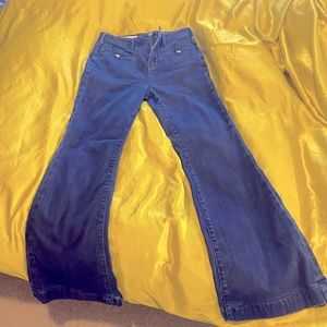High quality women’s flare wide leg blue jeans